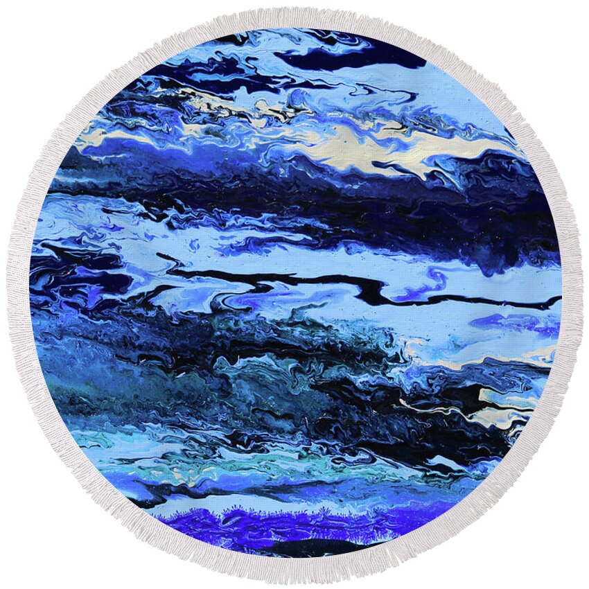 Fusionart Round Beach Towel featuring the painting Coastal Breeze by Ralph White