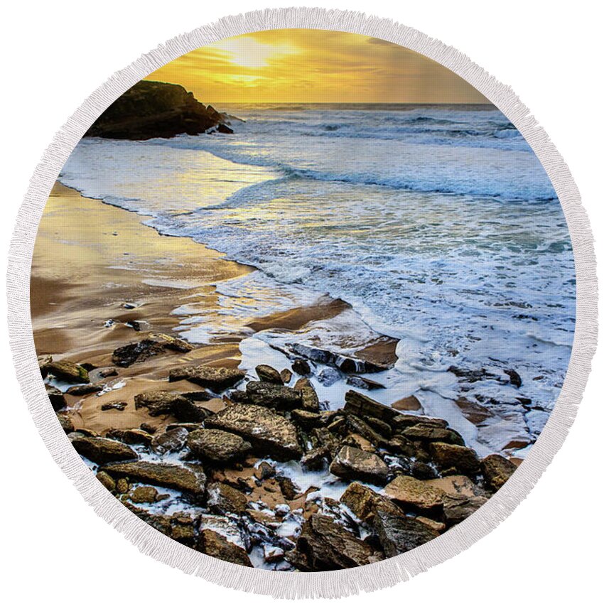 Sunset Round Beach Towel featuring the photograph Coastal Sunset by Marion McCristall