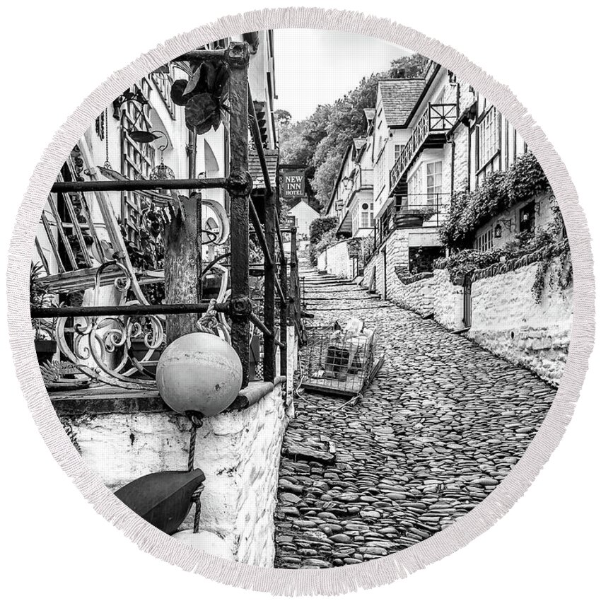 Clovelly Round Beach Towel featuring the photograph Cobbled Streets of Clovelly by Nick Bywater