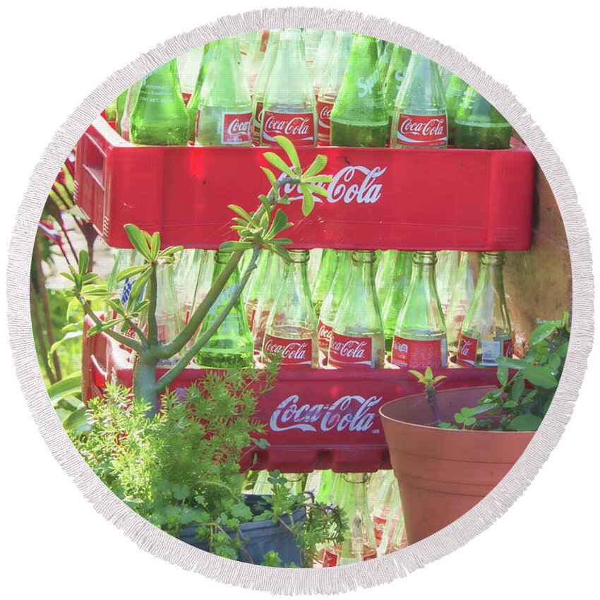 Coca-cola Round Beach Towel featuring the photograph Coca-Cola Bottles by Bert Peake