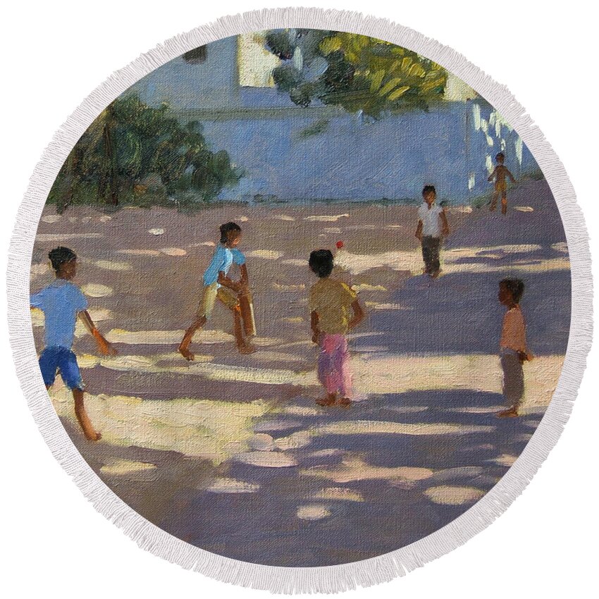 Indian Landscape Round Beach Towel featuring the painting Cochin by Andrew Macara