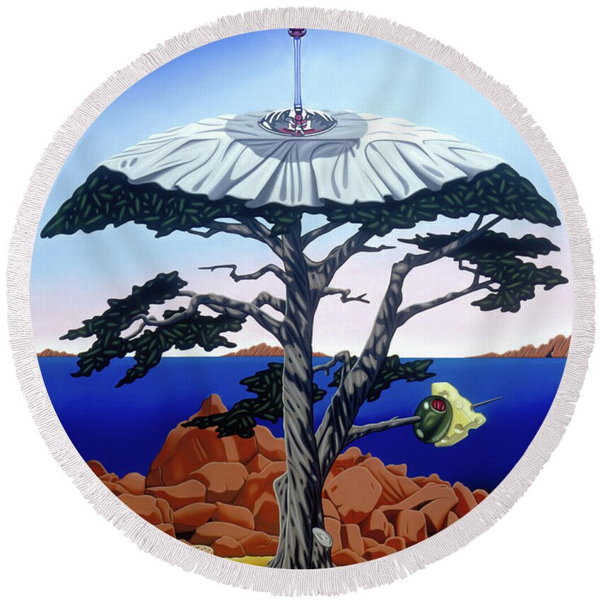  Round Beach Towel featuring the painting Cocktail Hour by Paxton Mobley