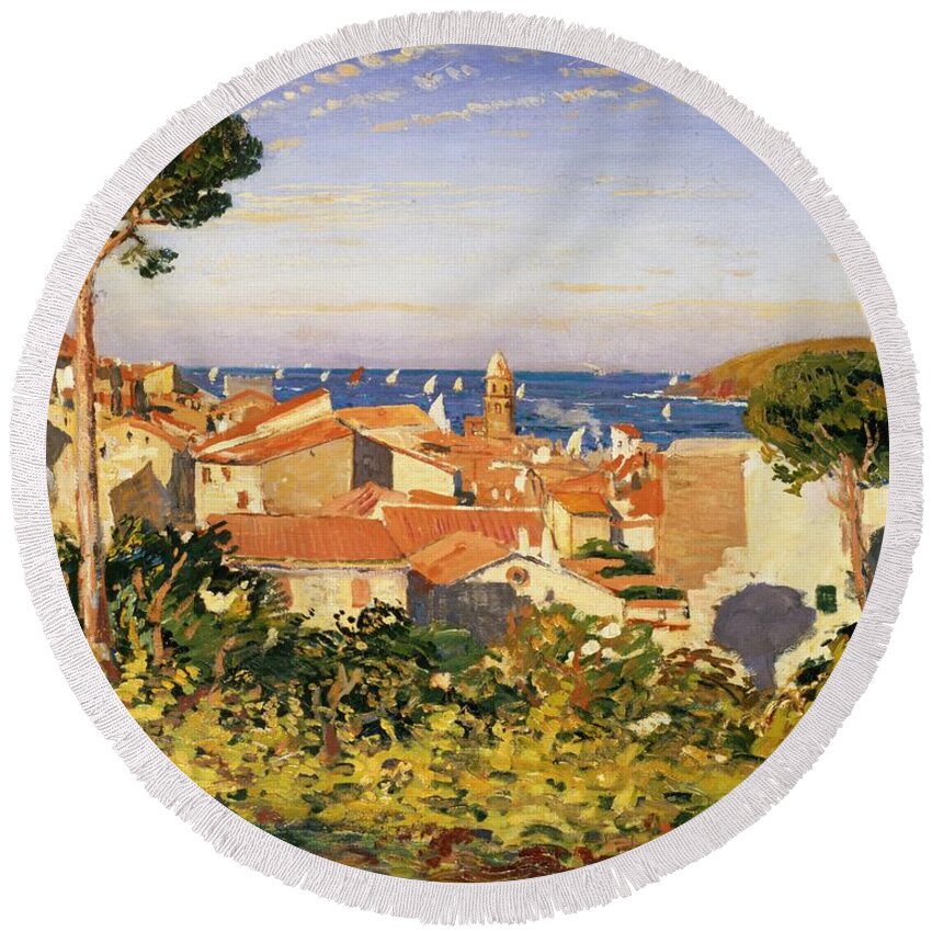 Collioure Round Beach Towel featuring the painting Collioure by James Dickson Innes