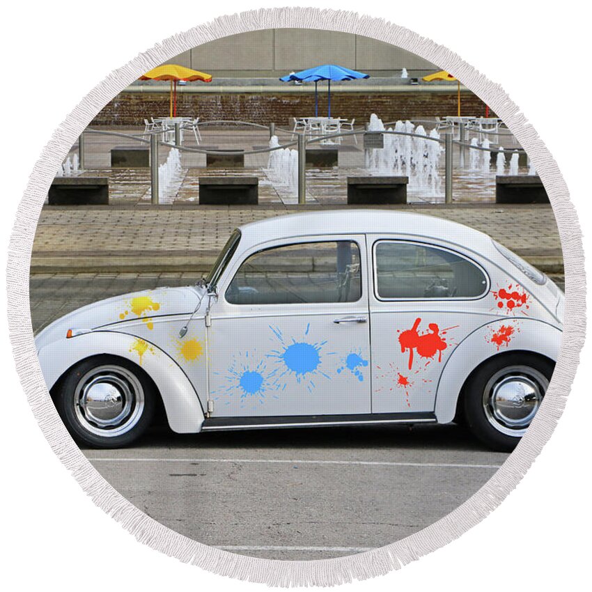 Vw Round Beach Towel featuring the photograph Color Bug by Christopher McKenzie