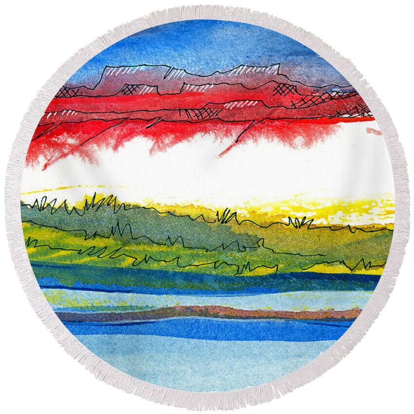 River Round Beach Towel featuring the mixed media Colorado River I by Tonya Doughty