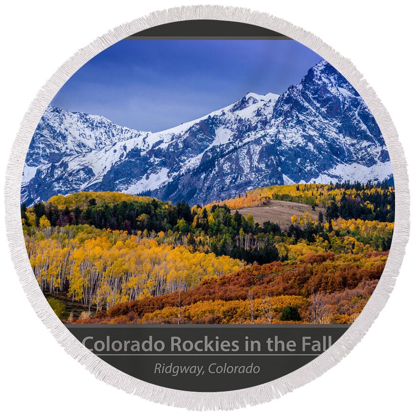  Round Beach Towel featuring the photograph Colorado Rockies in the Fall - Ridgway by Gary Whitton
