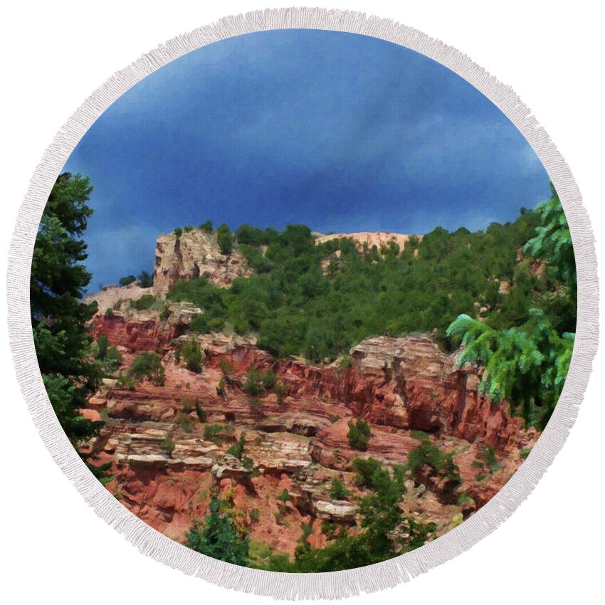 Home Decor Round Beach Towel featuring the painting Colorado Springs area Digital Oil #05 by Flees Photos