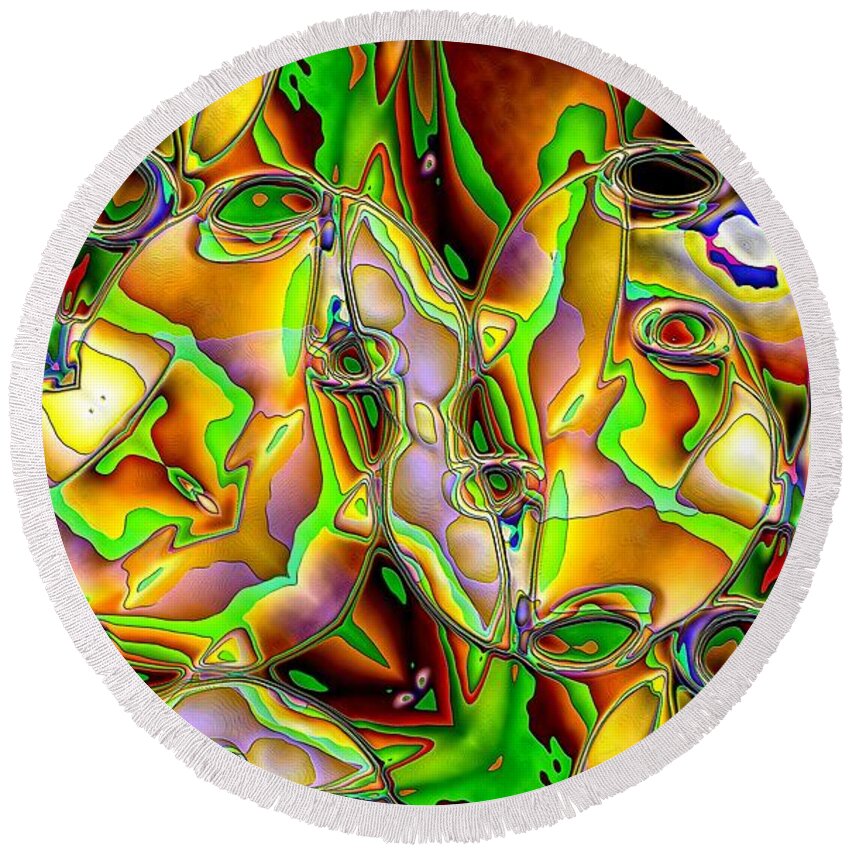 Abstract Round Beach Towel featuring the digital art Colored Film by Ronald Bissett