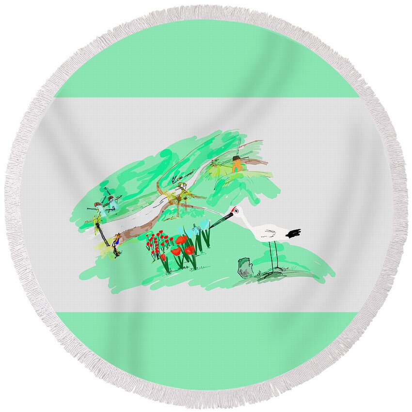 The Netherlands. 3d Round Beach Towel featuring the digital art Colored Netherlands by Debbi Saccomanno Chan