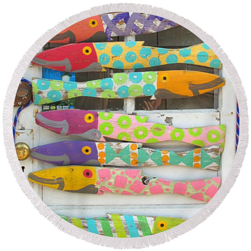 Fish Round Beach Towel featuring the photograph Colorful Fish by Barbara McDevitt
