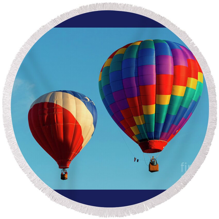 Balloons Round Beach Towel featuring the photograph Colorful Pair by Michael Dawson