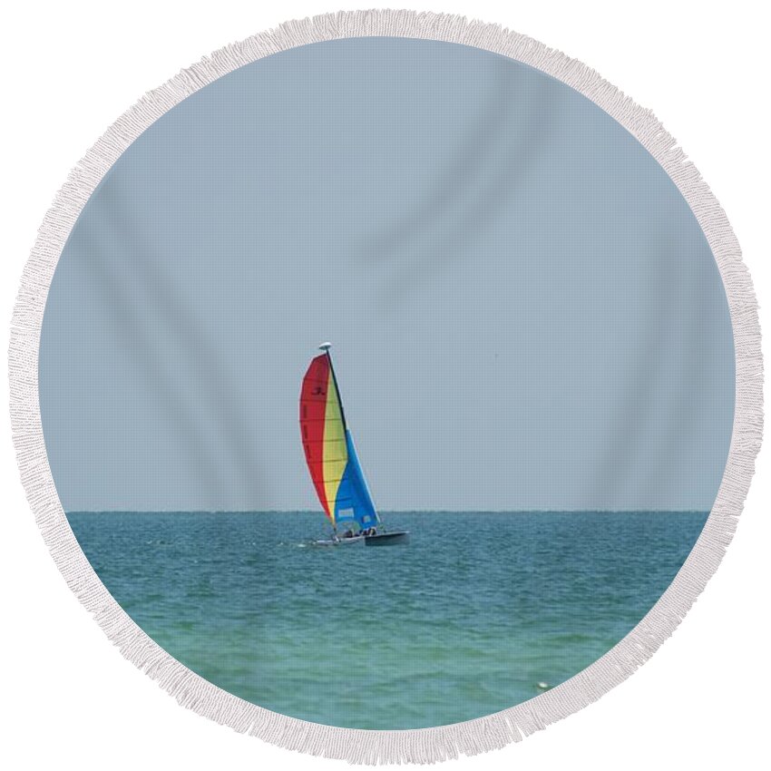 Nautical Round Beach Towel featuring the photograph Colorsail by Rob Hans