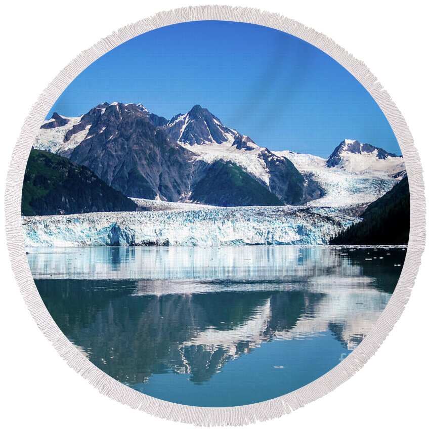 Usa Round Beach Towel featuring the photograph Columbia Glacier Alaska by Benny Marty