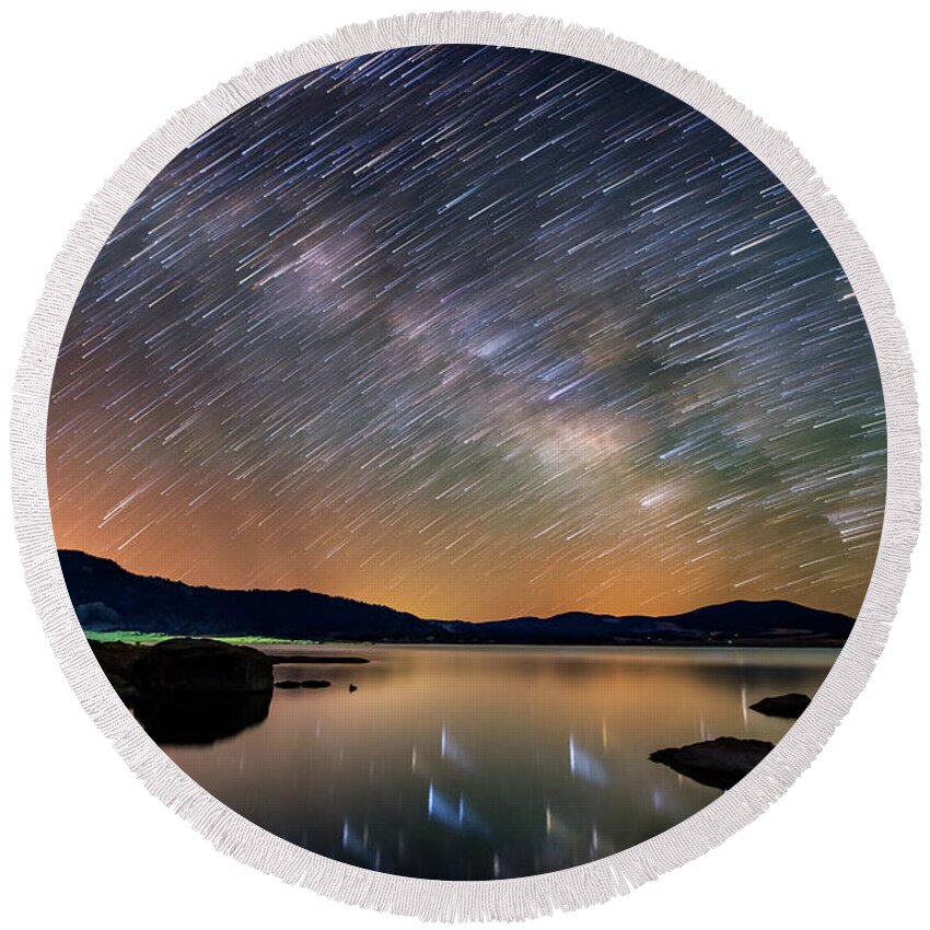 Stars Round Beach Towel featuring the photograph Comet Storm - Colorado by Darren White