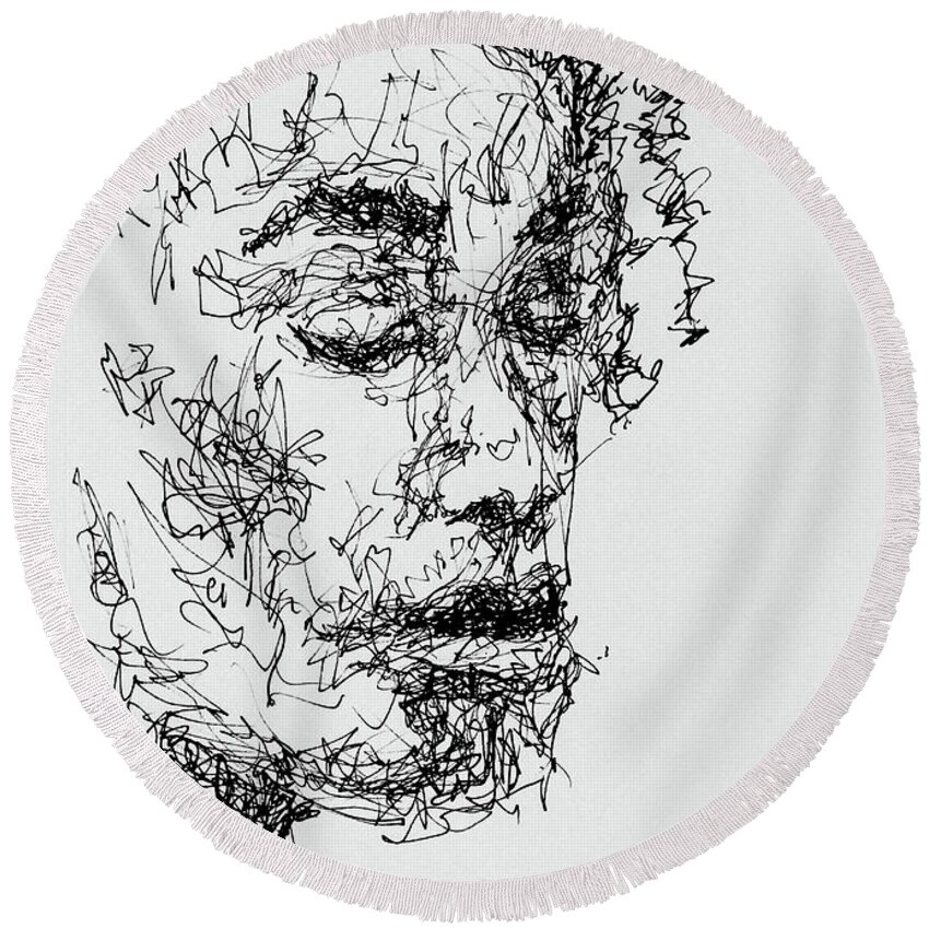 Woman Round Beach Towel featuring the drawing Compassion by Robert Yaeger