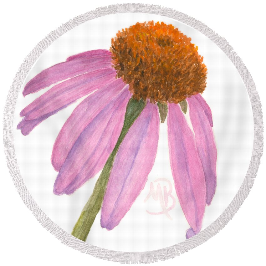 Flower Round Beach Towel featuring the painting Coneflower by Monica Burnette