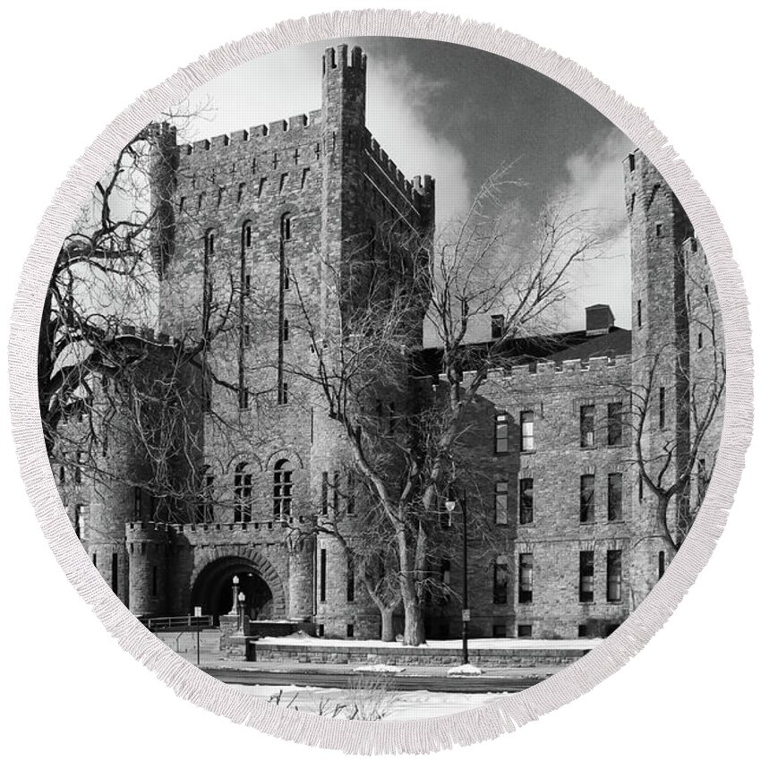 Armory Round Beach Towel featuring the photograph Connecticut Street Armory 3997b by Guy Whiteley