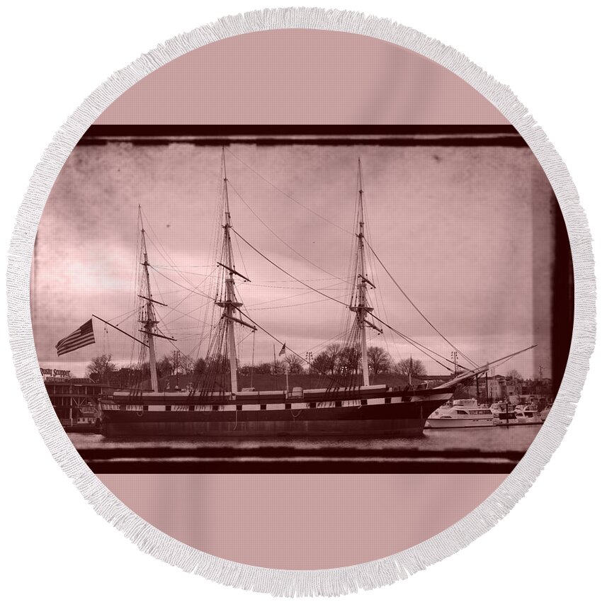 Baltimore Round Beach Towel featuring the photograph Constellation Returns - Old Photo look by Billy Beck