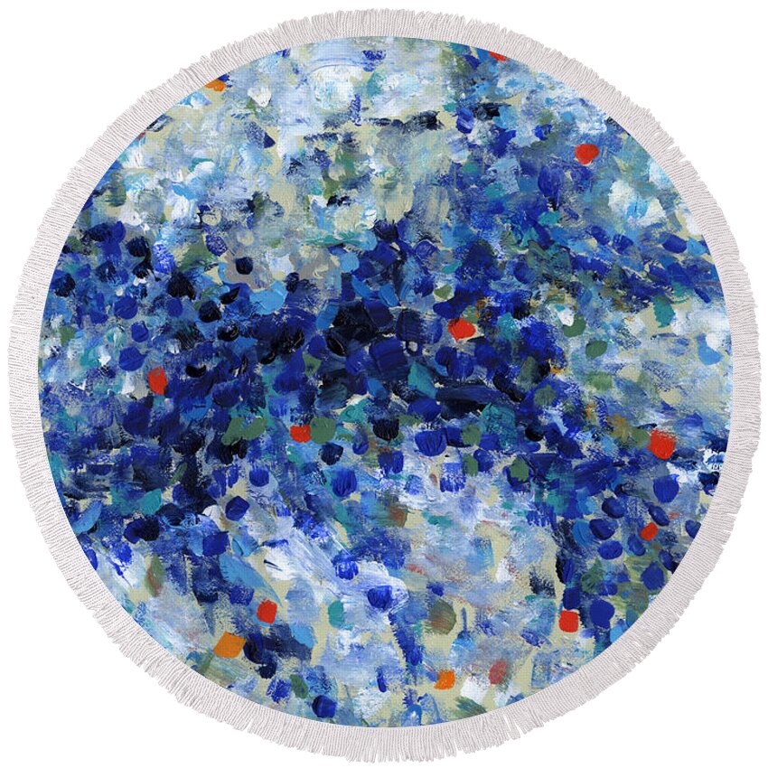 Abstract Round Beach Towel featuring the painting Contemporary Art Forty-Nine by Lynne Taetzsch