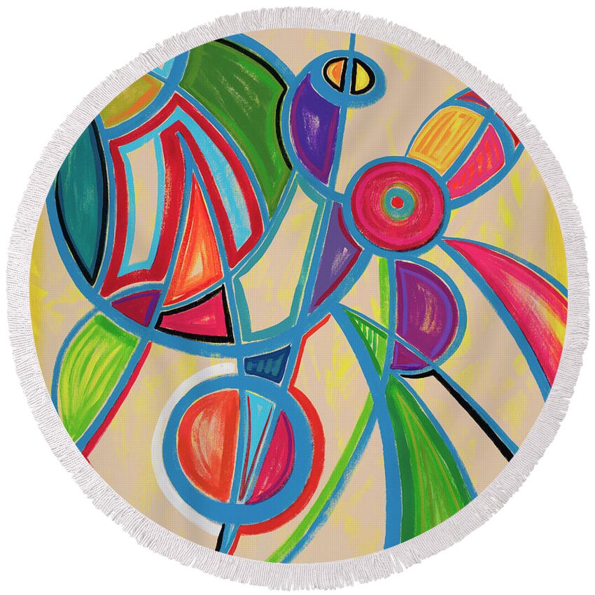 Contemporary Round Beach Towel featuring the painting Contemporary by Darin Jones