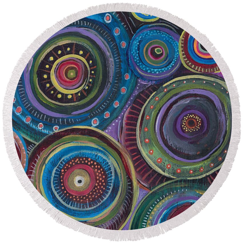 Continuum Round Beach Towel featuring the painting Continuum by Tanielle Childers