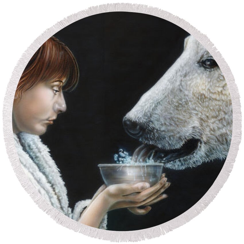 Polar Bear Round Beach Towel featuring the painting Contradictions by Wayne Pruse