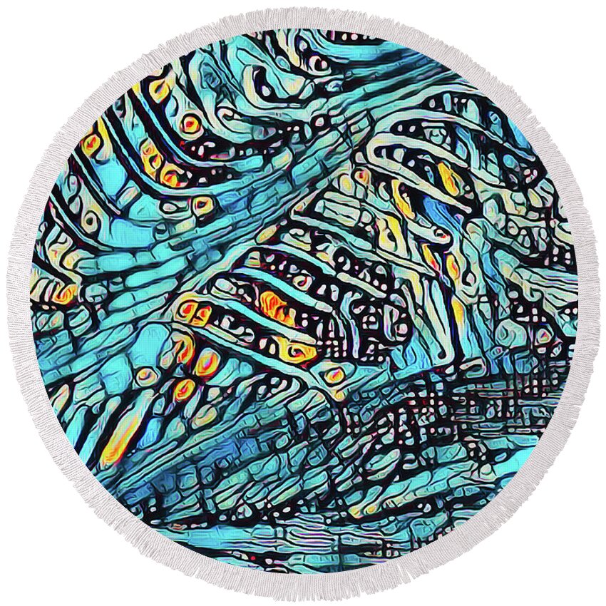 Abstract Round Beach Towel featuring the photograph Cool Blue by Patti Schulze
