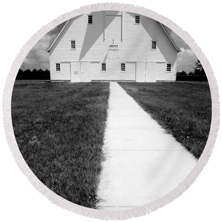 Photography Round Beach Towel featuring the photograph Cooper Barn by Frederic A Reinecke