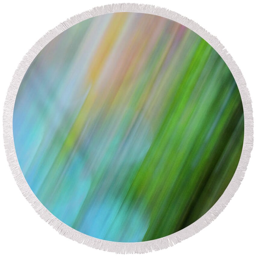 Green Round Beach Towel featuring the photograph Copper Rainbow by Cheryl McClure