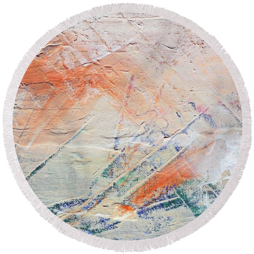 Coral Round Beach Towel featuring the painting Coral by Karen Ahuja