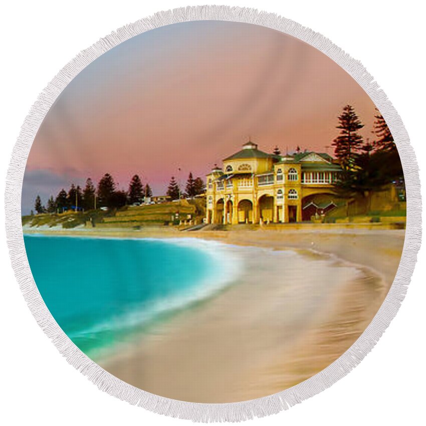 Landscape Round Beach Towel featuring the photograph Cottesloe Beach Sunset by Az Jackson