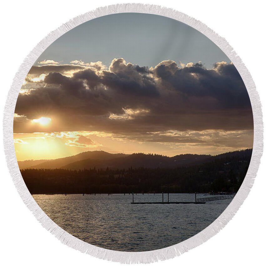 Coeur D'alene Lake Round Beach Towel featuring the photograph Cougar Sun by Idaho Scenic Images Linda Lantzy