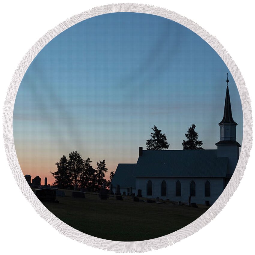 August Round Beach Towel featuring the photograph Country Chapel by Idaho Scenic Images Linda Lantzy
