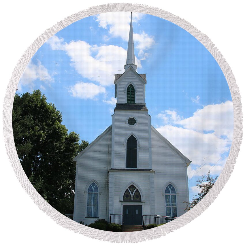  Round Beach Towel featuring the photograph Country Church by Rick Redman