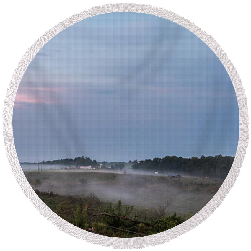 Country Round Beach Towel featuring the photograph Country Fog by Holden The Moment