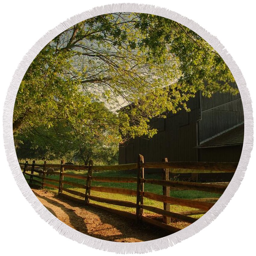 New Jersey Round Beach Towel featuring the photograph Country Morning - Holmdel Park by Angie Tirado