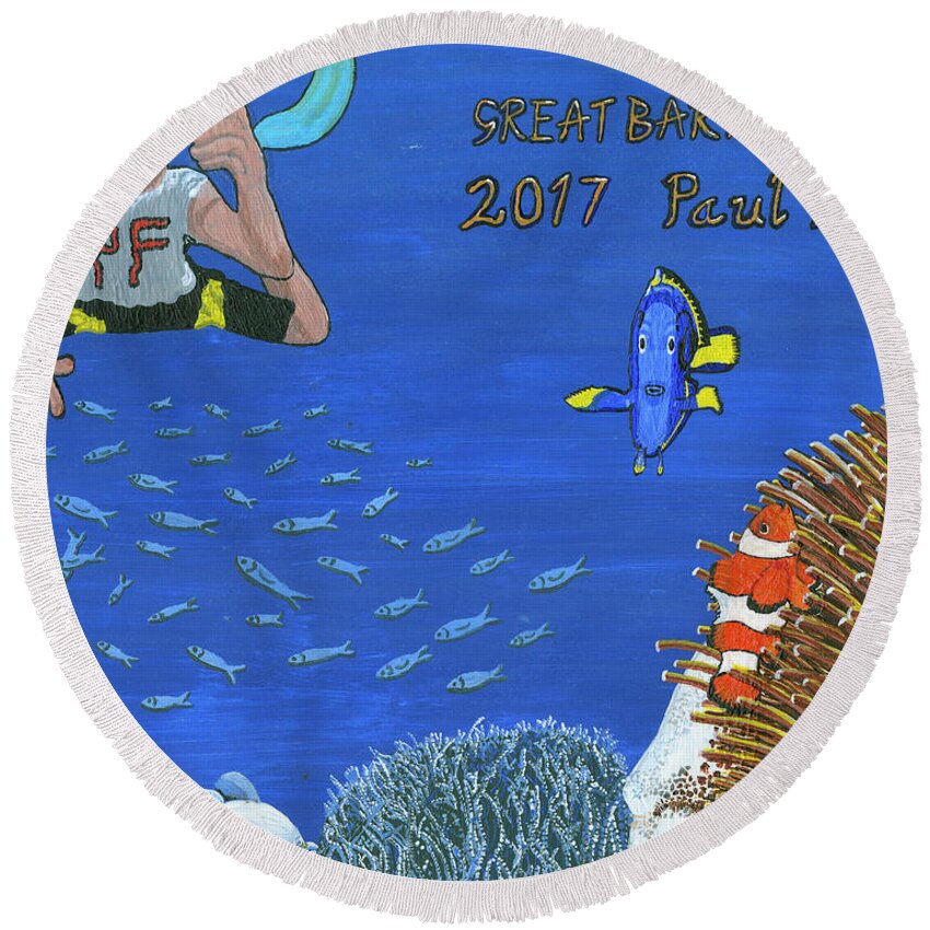 Paul Fields Round Beach Towel featuring the painting Cover 2017 by Paul Fields
