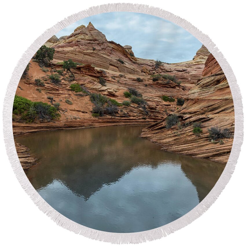 Southwest Round Beach Towel featuring the photograph Coyote Buttes Morning by Sandra Bronstein
