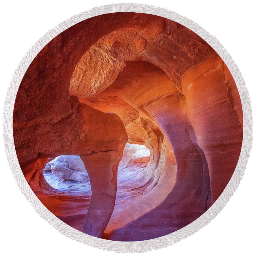 Arches Round Beach Towel featuring the photograph Cracked by Darren White