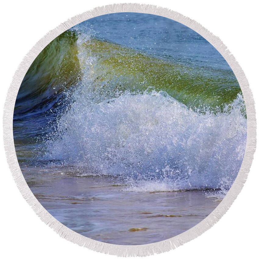 Waves Round Beach Towel featuring the photograph Crash by Nicole Lloyd