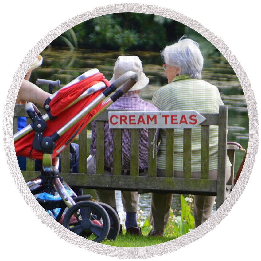 Cream Teas Round Beach Towel featuring the photograph Cream Teas by Andy Thompson