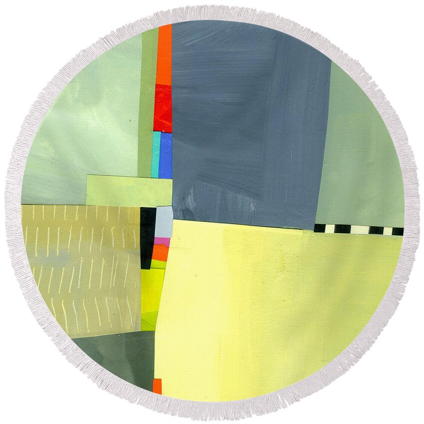 Abstract Art Round Beach Towel featuring the painting Crevice or Cravat by Jane Davies