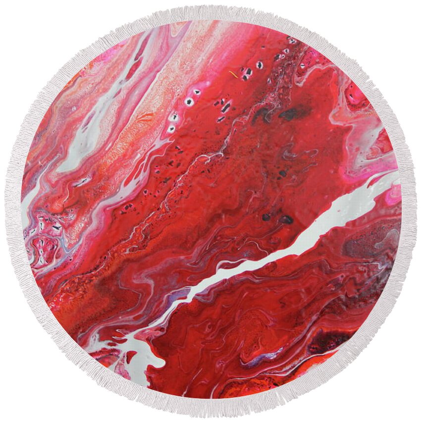 Crimson Round Beach Towel featuring the painting Crimson Study by Madeleine Arnett