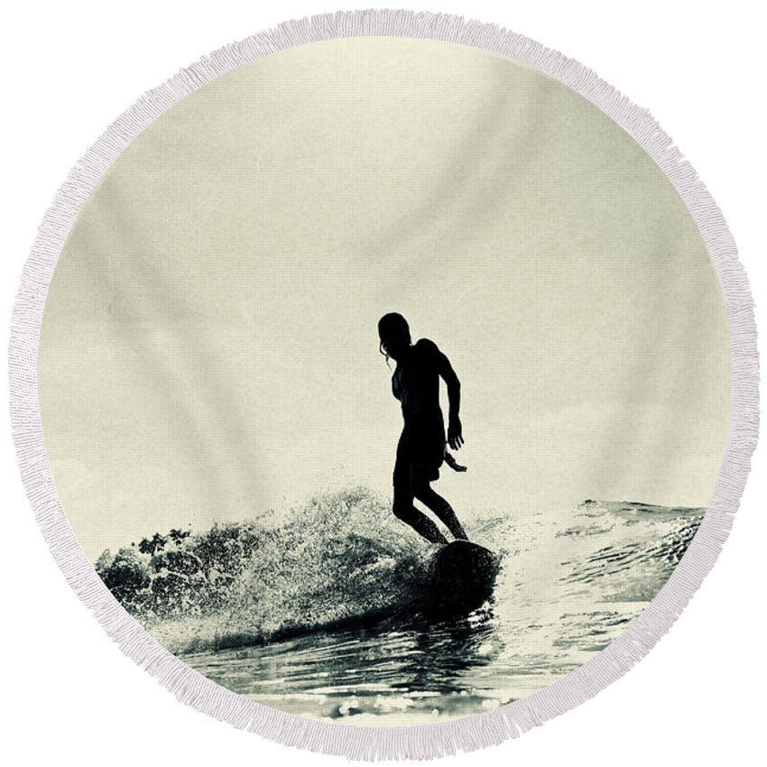 Surfing Round Beach Towel featuring the photograph Cruise Control by Nik West