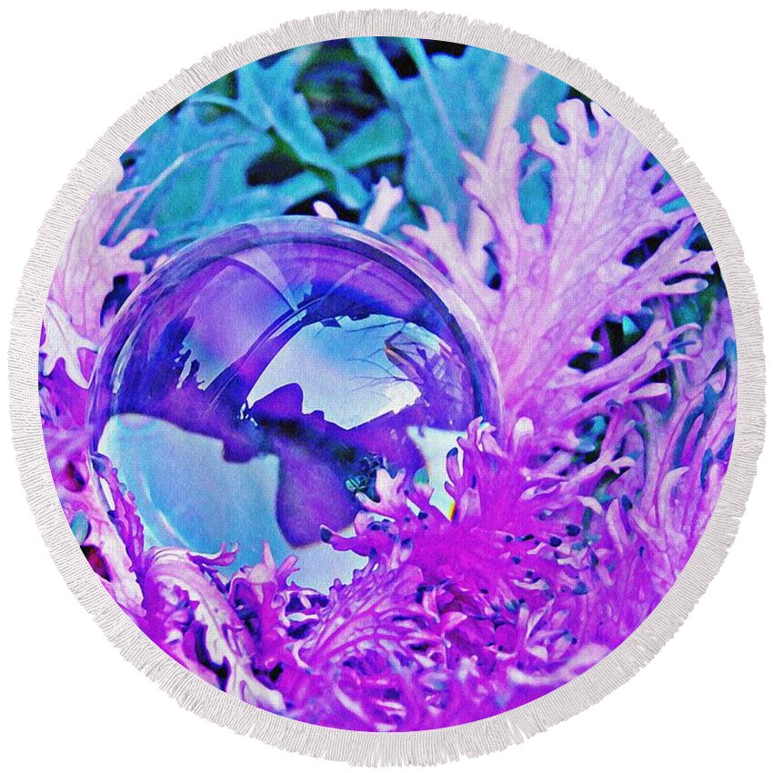 Crystal Round Beach Towel featuring the photograph Crystal Ball Project 66 by Sarah Loft