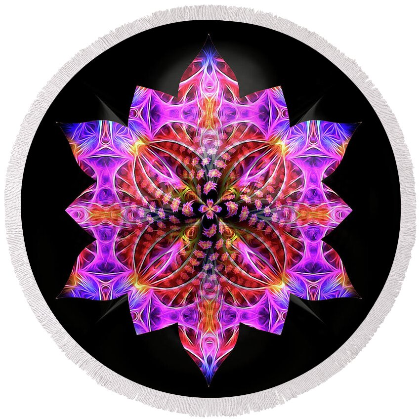 Petals Round Beach Towel featuring the digital art Crystal Petals by Kathy Kelly