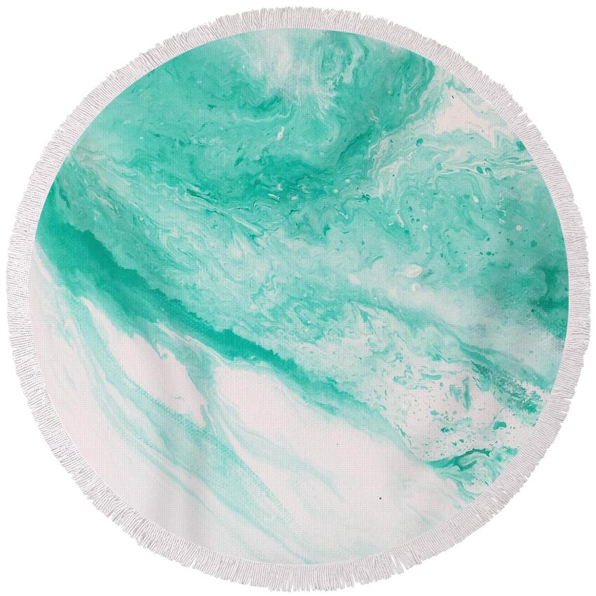 Wave Round Beach Towel featuring the painting Crystal wave 1 by Kumiko Mayer