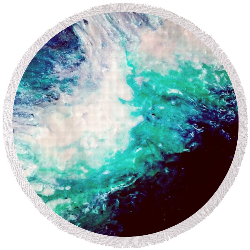 Crystal Round Beach Towel featuring the painting Crystal wave16 by Kumiko Mayer