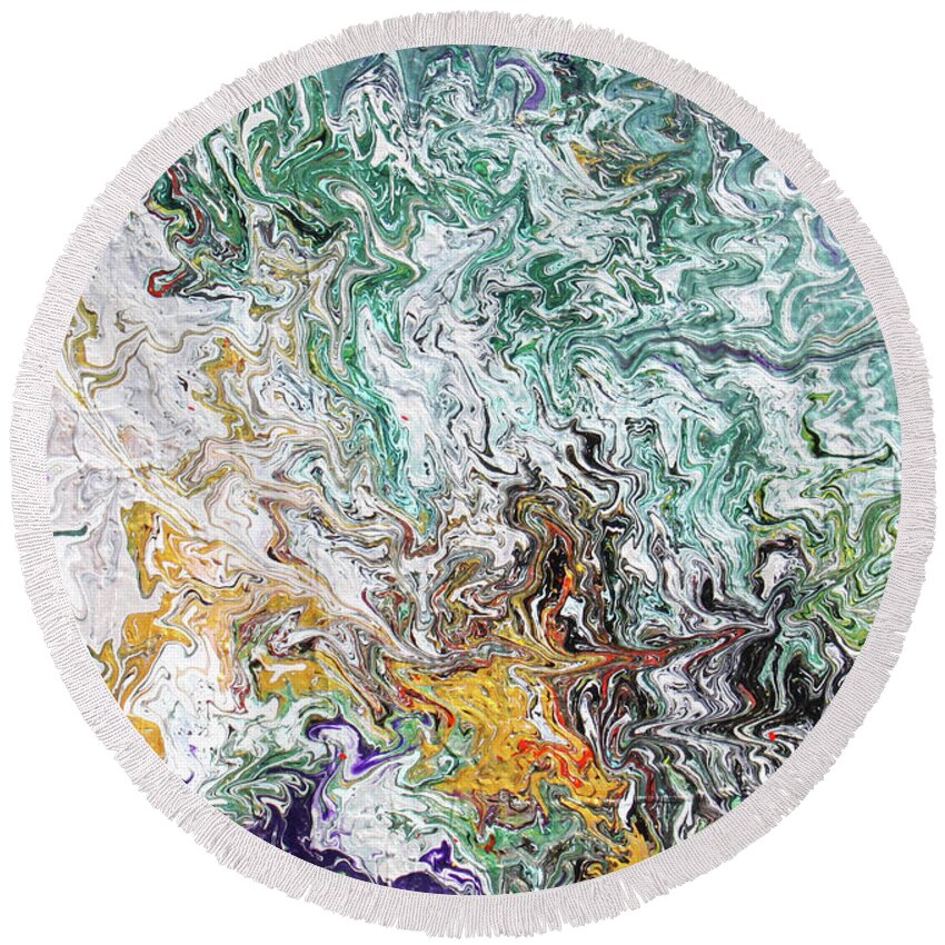 Fusionart Round Beach Towel featuring the painting Crystallize by Ralph White