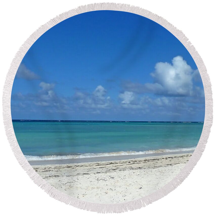 Photography Round Beach Towel featuring the photograph Cuba beach by Francesca Mackenney